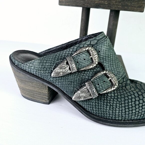 Matisse Bloke Double Buckle Slip-on Suede Croc Mule with Block Heel, 8.5M - Picture 5 of 11